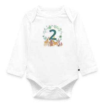 2nd Anniversary - Second Anniversary Animals - Organic Longsleeve Baby Bodysuit - white - Front