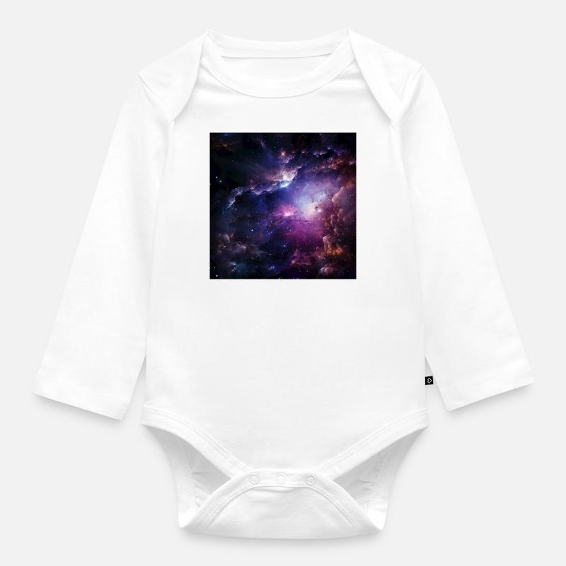 Space - Organic Longsleeve Baby Bodysuit - white