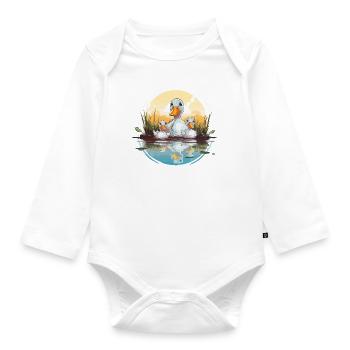 Entenfamilie im Teich - Baby Bio-Langarm-Body - Weiß - Vorne