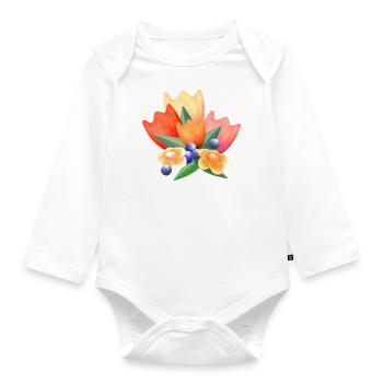 Colorful spring flowers - Organic Longsleeve Baby Bodysuit - white - Front