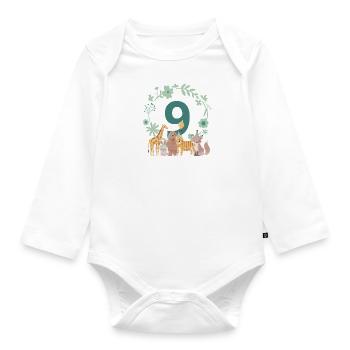 9th Anniversary - Ninth Anniversary Animals - Organic Longsleeve Baby Bodysuit - white - Front