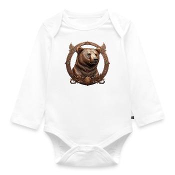 The Bronze Bear - Organic Longsleeve Baby Bodysuit - white - Front