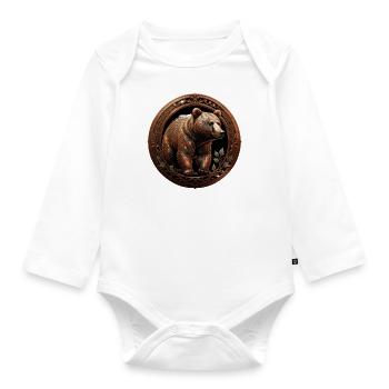 The Bronze Bear - Organic Longsleeve Baby Bodysuit - white - Front