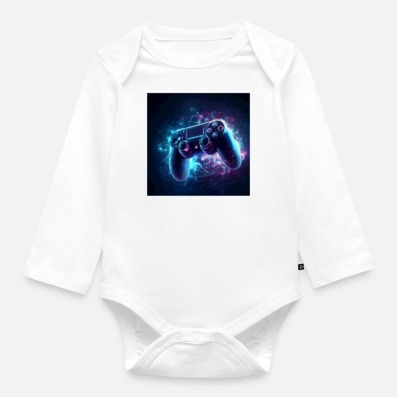 Game controller - Organic Longsleeve Baby Bodysuit - white
