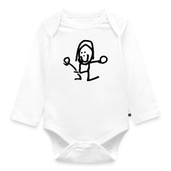 Poupée stick super gaie par B - Body Bébé bio manches longues - blanc - Devant