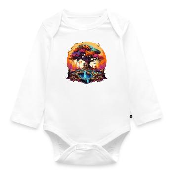 Herbstlicher Lebensbaum - Baby Bio-Langarm-Body - Weiß - Vorne