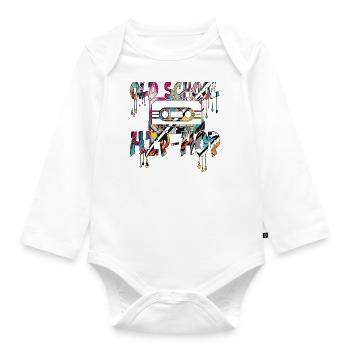 90er Jahre niedlich 80er Jahre Retro Vintage Nostalgie alt Scholl - Baby Bio-Langarm-Body - Weiß - Vorne