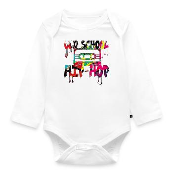 90er Jahre niedlich 80er Jahre Retro Vintage Nostalgie alt Scholl - Baby Bio-Langarm-Body - Weiß - Vorne