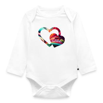 Coeur love amour coloré - Body Bébé bio manches longues - blanc - Devant