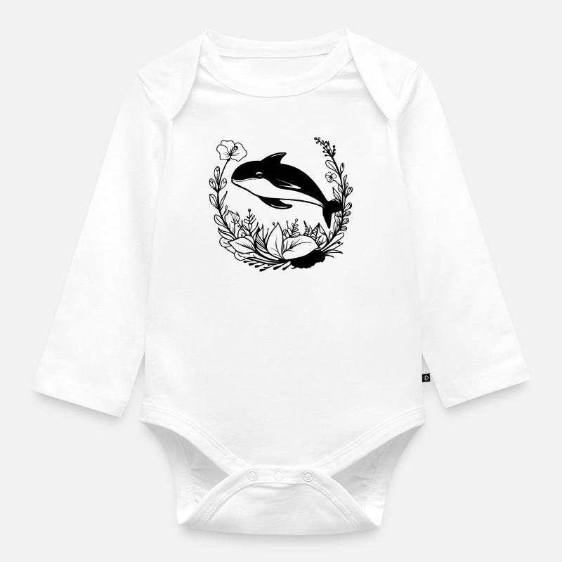 Baleine Poisson de mer - Body Bébé bio manches longues - blanc