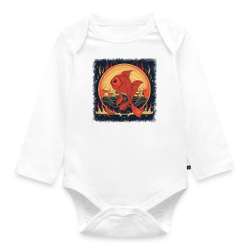 Adorable bébé humour canne à pêche idée cadeau - Body Bébé bio manches longues - blanc - Devant