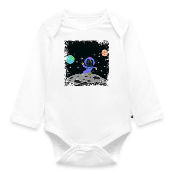 astronaute bleu violet grunge - Body Bébé bio manches longues - blanc - Devant