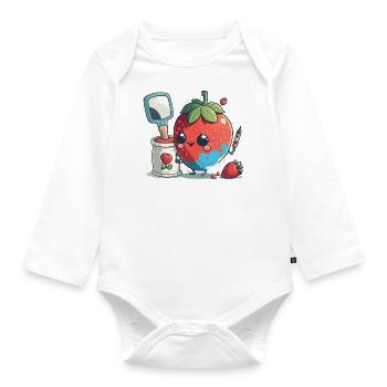 Creative Brushstrokes - Organic Longsleeve Baby Bodysuit - white - Front