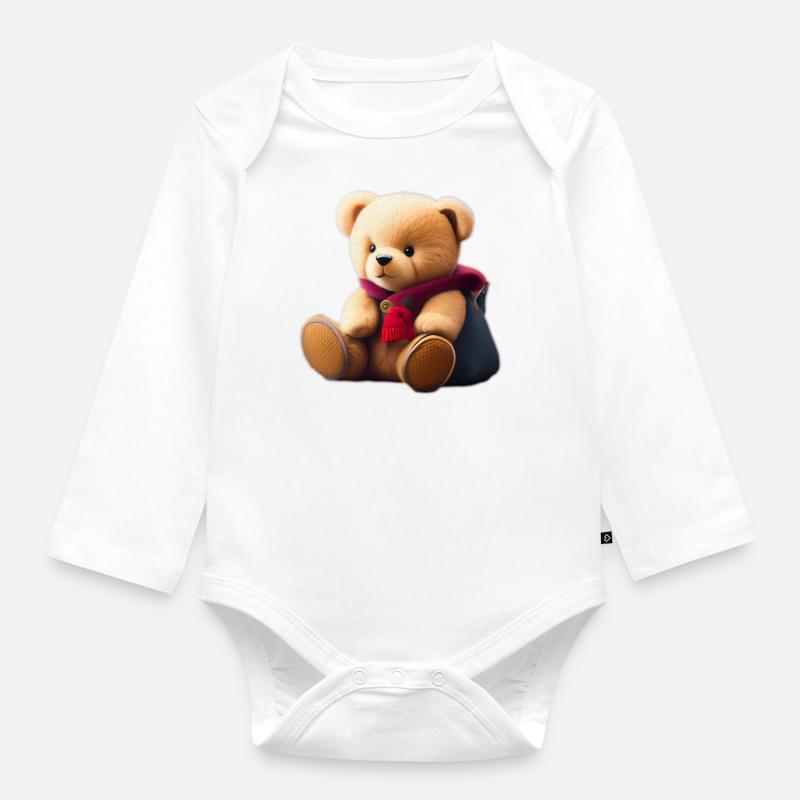 Teddybär - Baby Bio-Langarm-Body - Weiß