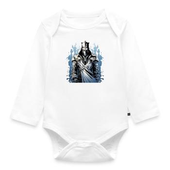 Snow the fighter - Organic Longsleeve Baby Bodysuit - white - Front