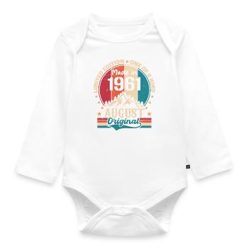 1961 August | August 1961 Geburtstag Perfekt gealtert - Baby Bio-Langarm-Body - Weiß - Vorne