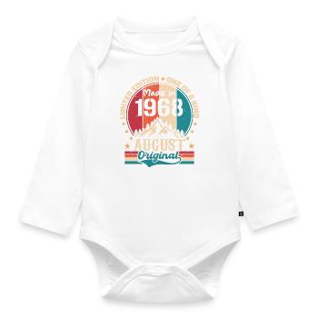 1968 August | August 1968 birthday Aged Perfectly - Organic Longsleeve Baby Bodysuit - white - Front