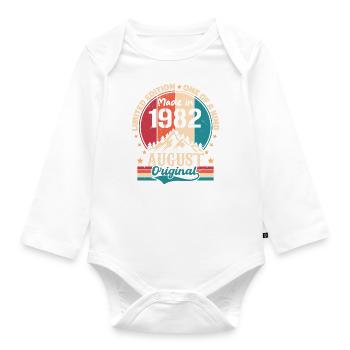 1982 August | August 1982 birthday Aged Perfectly - Organic Longsleeve Baby Bodysuit - white - Front
