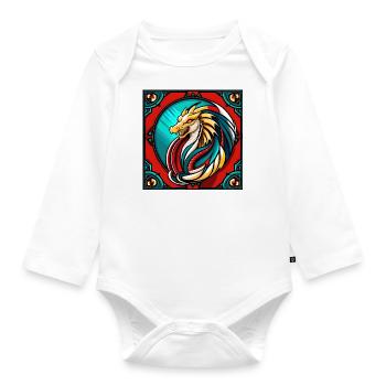 Dragon - Médiéval - Asie - Dragon chinois - Japon - Body Bébé bio manches longues - blanc - Devant