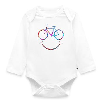 cycliste cyclisme BMX vélo sport VTT hobby - Body Bébé bio manches longues - blanc - Devant