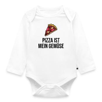 Pizza is my vegetable - Organic Longsleeve Baby Bodysuit - white - Front