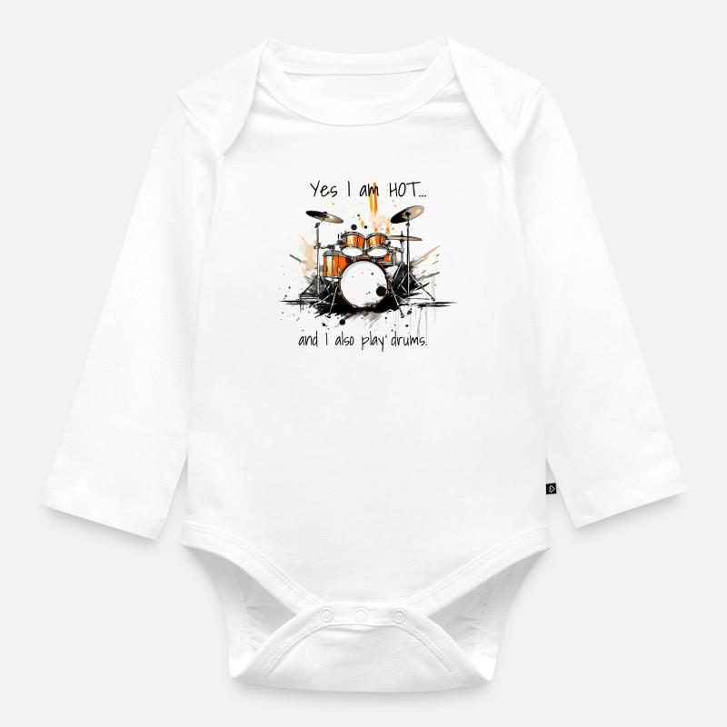drums - Organic Longsleeve Baby Bodysuit - white