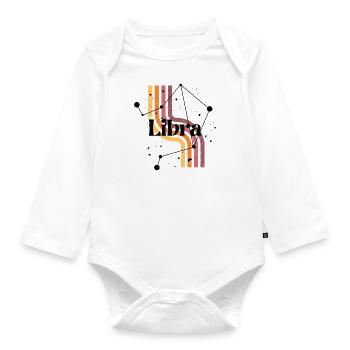 Libra retro horoscope - Organic Longsleeve Baby Bodysuit - white - Front