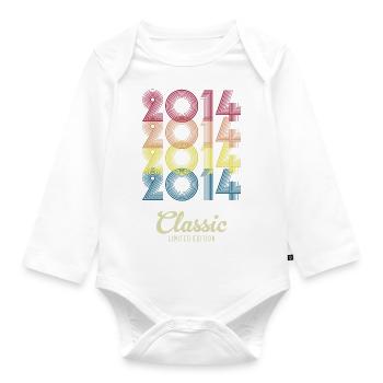 2014 Anniversaire né en 2014 Retro Vintage - Body Bébé bio manches longues - blanc - Devant