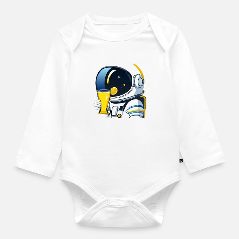 astronaut drinks lemon tea - Baby Bio-Langarm-Body - Weiß