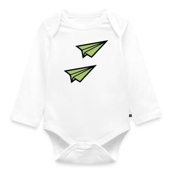 papierflieger 2 - Baby Bio-Langarm-Body - Weiß - Vorne