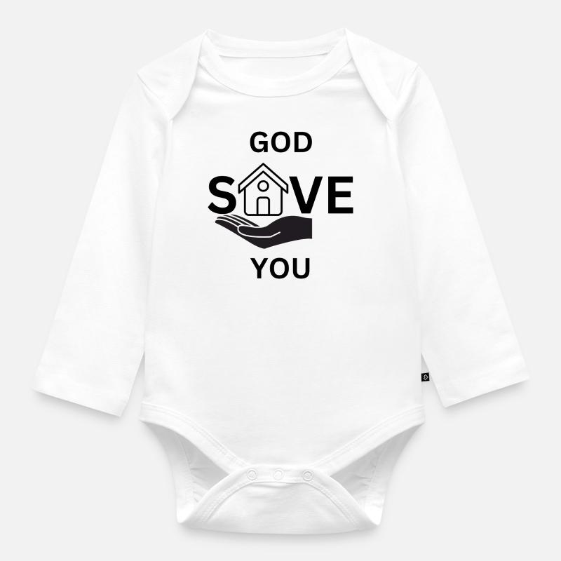 Dieu vous sauve - Body Bébé bio manches longues - blanc