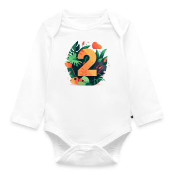 2ème anniversaire Jungle - Body Bébé bio manches longues - blanc - Devant