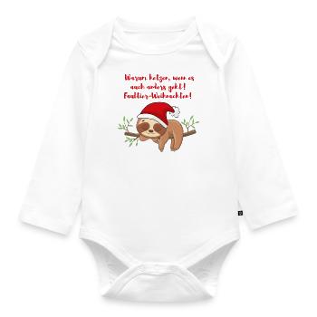 Faultier Weihnachten - Baby Bio-Langarm-Body - Weiß - Vorne