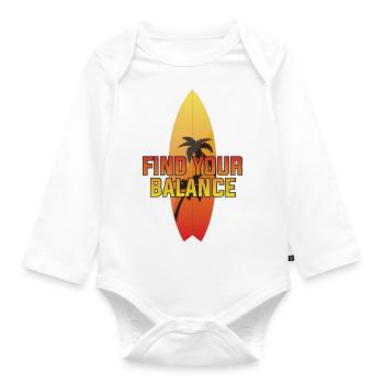 Surfing Surfboard Surfer Wassersport - Baby Bio-Langarm-Body - Weiß - Vorne