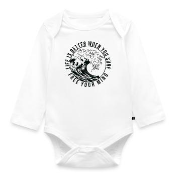 Surfer Surfboard Wassersport Wellenreiten - Baby Bio-Langarm-Body - Weiß - Vorne