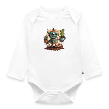 Roboter Bloom - Baby Bio-Langarm-Body - Weiß - Vorne