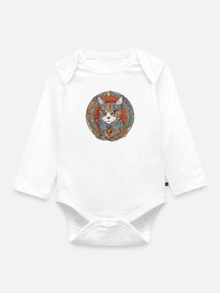 Katze - Baby Bio-Langarm-Body - Weiß