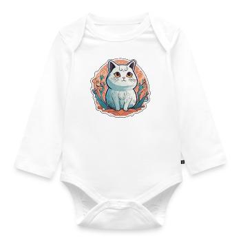 Cuddly kitty - Organic Longsleeve Baby Bodysuit - white - Front