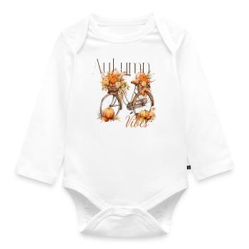 Autumn | Herbst | Vintage Design - Baby Bio-Langarm-Body - Weiß - Vorne