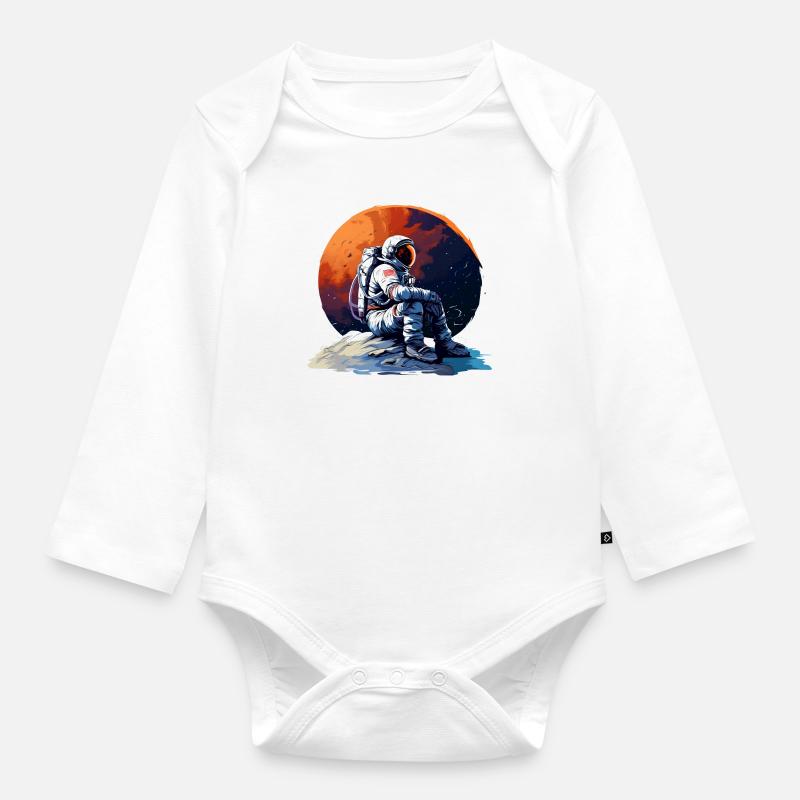 Gestrandeter Astronaut - Baby Bio-Langarm-Body - Weiß