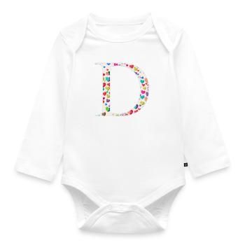 Modèle de cœur personnalisable Monogram D - Body Bébé bio manches longues - blanc - Devant