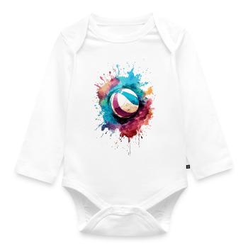 Volleyball Motif Colorflash Colorful Women Girls - Organic Longsleeve Baby Bodysuit - white - Front