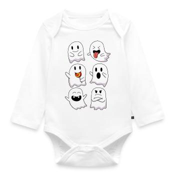 Ghosts Witching Hour Haunted Halloween Ghosts - Organic Longsleeve Baby Bodysuit - white - Front