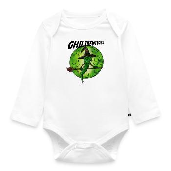 Chili Halloween Witch Broom Fly - Organic Longsleeve Baby Bodysuit - white - Front