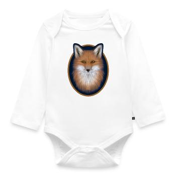 Renard mignon dessiné sur tablette graphique - Body Bébé bio manches longues - blanc - Devant