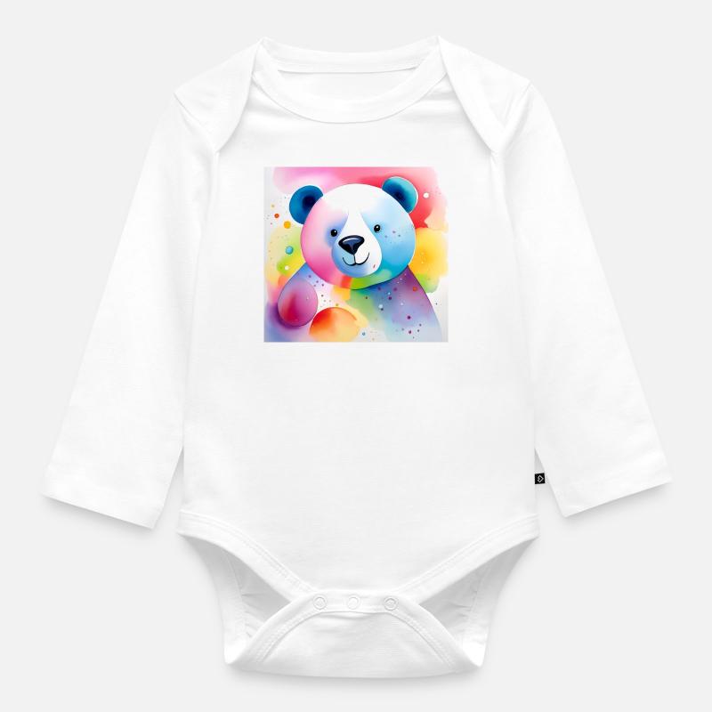 Buntes Bärchen - Baby Bio-Langarm-Body - Weiß