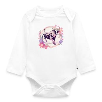 Lila muh muh - Baby Bio-Langarm-Body - Weiß - Vorne