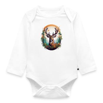 Hirsch - Baby Bio-Langarm-Body - Weiß - Vorne