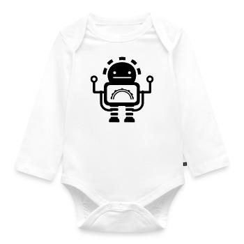 Small robot - Organic Longsleeve Baby Bodysuit - white - Front