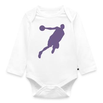 Basketball player silhouette, dynamic sports design - Organic Longsleeve Baby Bodysuit - white - Front